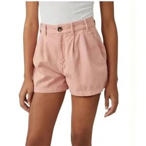 Free People Pleated Pink High Waist Khaki Shorts -Like New